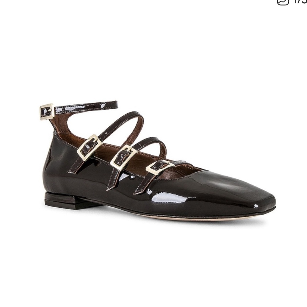 Alohas Espresso Brown Luke Patent Leather Strappy Flats